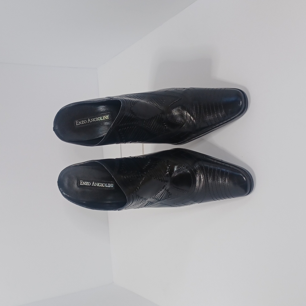 Ladies Enzo Angiolini Y-Update black calf, mule, size 10, 4" heel